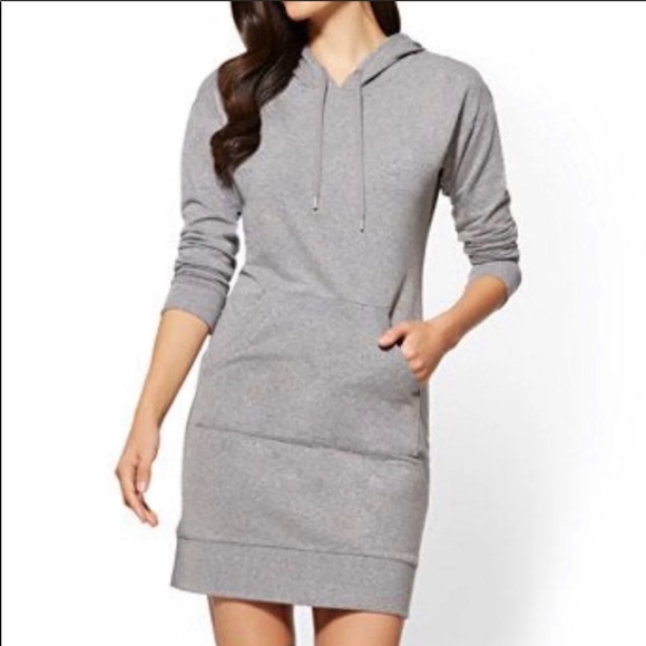 Hoodie Sweatshirt Dress Gray 